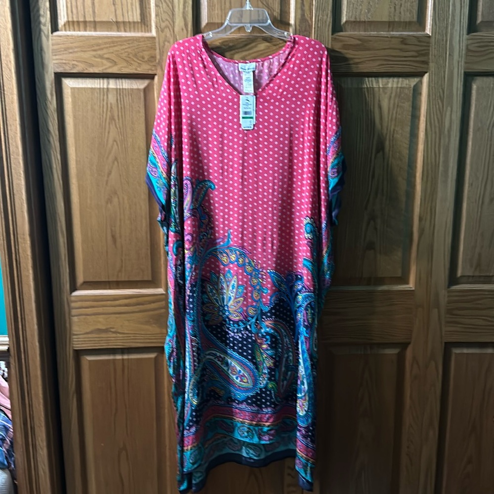 Tommy bahama paisley keys V neck long caftan new with tags size L/XL